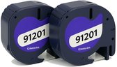 Convient pour Dymo 91201 - 912221 Tape d'étiquettes (2X) - Convient pour Letratag LT-100H (Plus) - LT-100T - LT-110T - QX50 - XR -XM