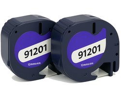 Huismerk geschikt voor Dymo 91201 Label Tape (2X) - Geschikt voor Letratag LT-100H (Plus) - LT-100T - LT-110T - QX50 - XR -XM