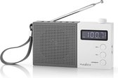 Nedis portable FM radio en klok en wekker 2,1W - 1500mAh accu / grijs/wit