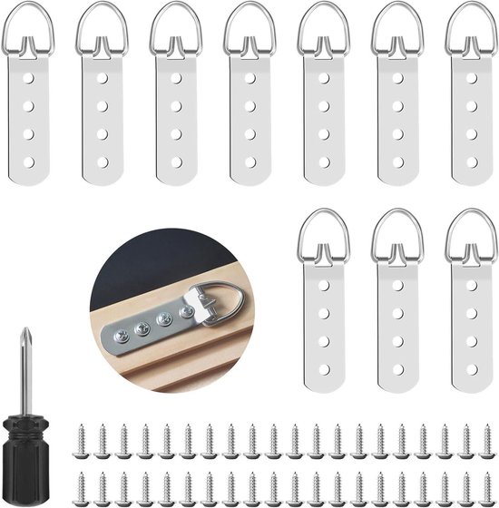 Foto: Allecto plus set van 10 stevige d ring fotohangers voor zware foto s ophangsysteem voor schilderijen met schroeven foto hanger kit 