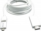USB Micro naar HDMI MHL kabel - 5-pins + 11-pins (Samsung) / wit - 2,5 meter
