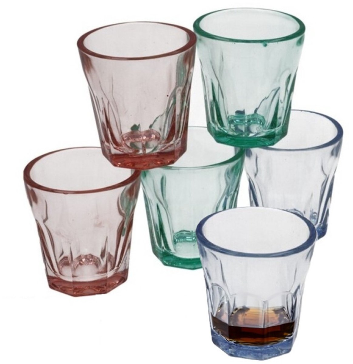 Gerimport Waterglazen/drinkglazen Everest - 12x stuks - transparant kleurenmix - 45 ml
