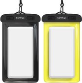 Waterdichte telefoonhoesjes - Drybag Set van 2 stuks - Onderwater Hoesje Telefoon voor Alle Telefoons - Waterdicht telefoonhoesje Earkings - Zwart & Geel