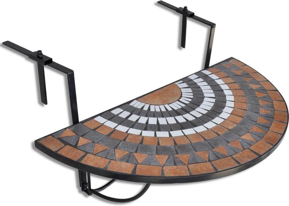 vidaXL Balkontafel hangend mozaïek terracottakleurig en wit