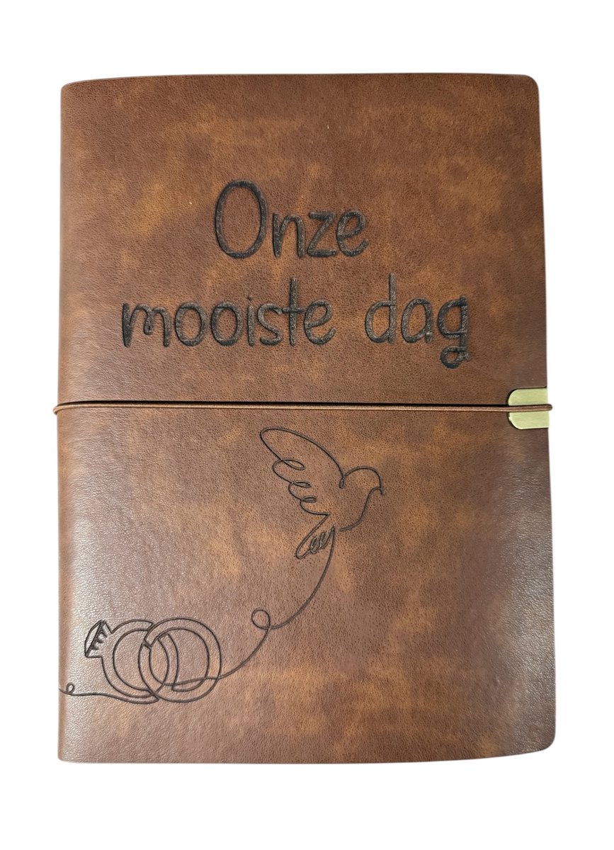 Onze Mooiste Dag - Gastenboek - Gastenboek leer - Gastenboek bruiloft - Gastenboek huwelijk - Gastenboek bruiloft alternatief - Gastenboeken - Enveloppendoos - Guestbook - Guestbook wedding - Receptieboek - Receptieboek gastenboek - Receptiealbum