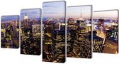Canvas muurdruk set Horizon New York skyline 100 x 50 cm