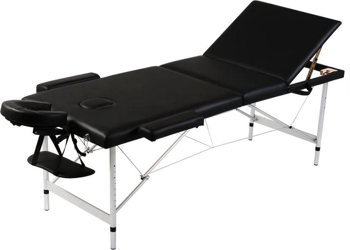 Goedkoopste vidaXL - Inklapbare - massagetafel - 3 - zones - met - aluminium - frame - (zwart