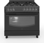Wiggo WO-E903R(BB) - Gasfornuis - 5 Kookzones - 5 Ovenstanden - Wokbrander - Timer - 5 Jaar Garantie - Zwart