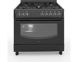 Wiggo WO-E903B(BB) - Gasfornuis - 5 Kookzones - 5 Ovenstanden - Wokbrander - Timer - 5 Jaar Garantie - Zwart
