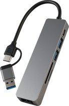 Nuvance USB C Hub 3.0 - 5 Poorten - USB Splitter - USB C Dock - Micro SD Card Reader USB C - Grijs