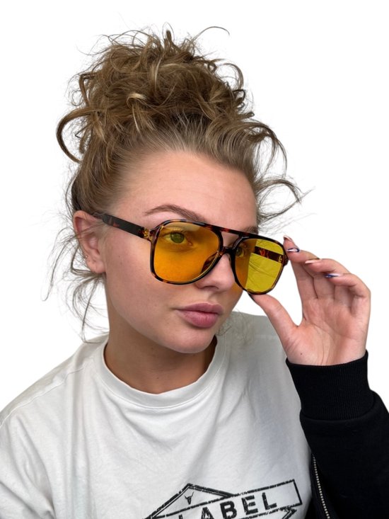 Retro Aviator Zonnebril - Luipaard/Geel - Fashion Favorite van Fashion Favorite — afbeelding 2