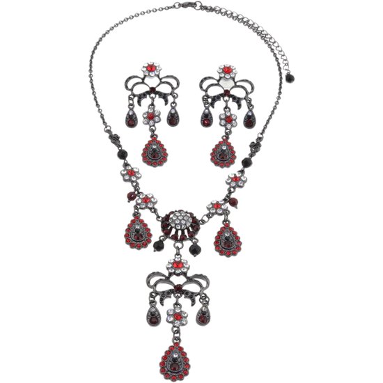 Behave – Parure de bijoux – Rouge – Bronze – Baroque – Statement – ​​Look de soirée