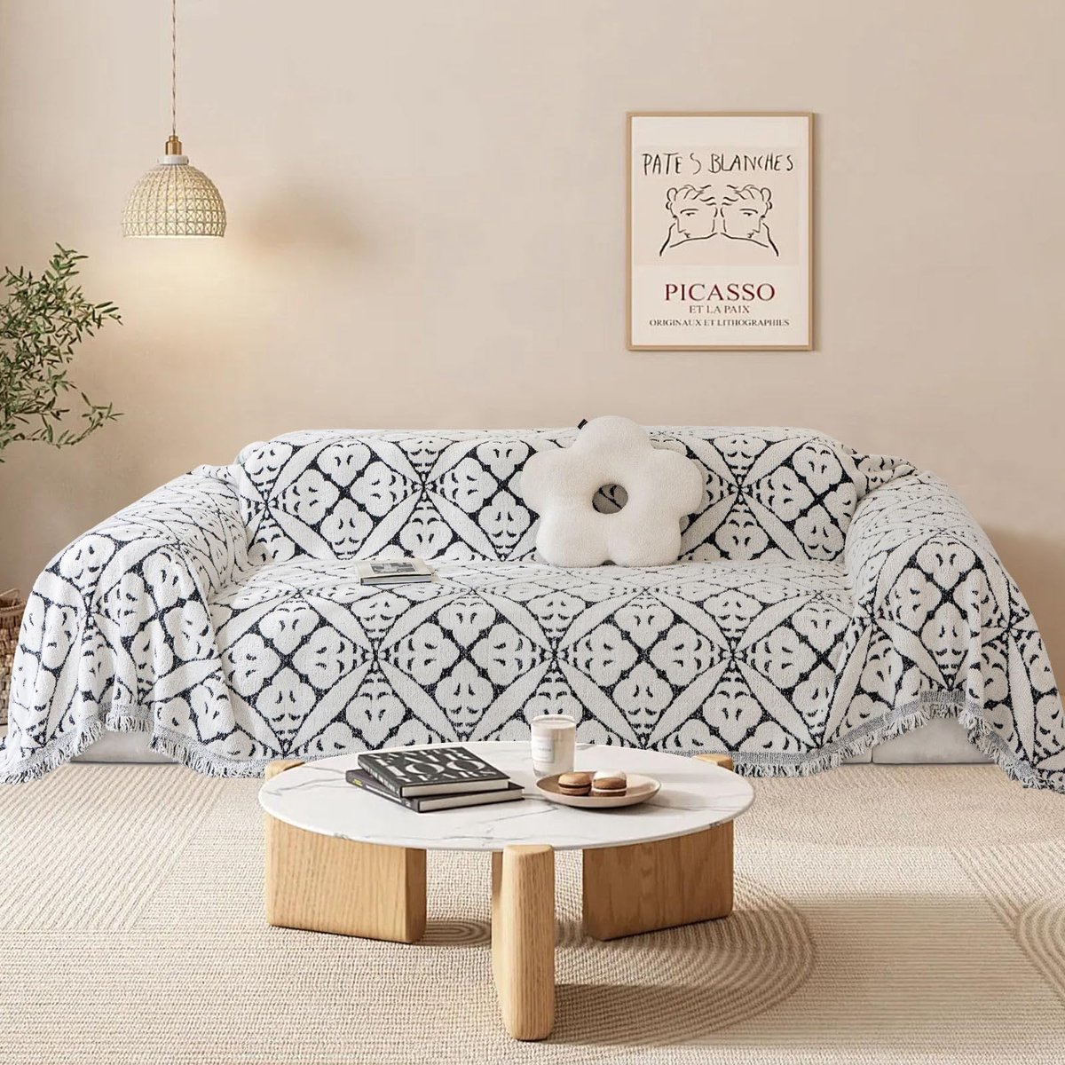 Ibenzoa® Luxueuze Chenille Sofa Overtrek Met Elegante Quasten Voor Elk Seizoen
