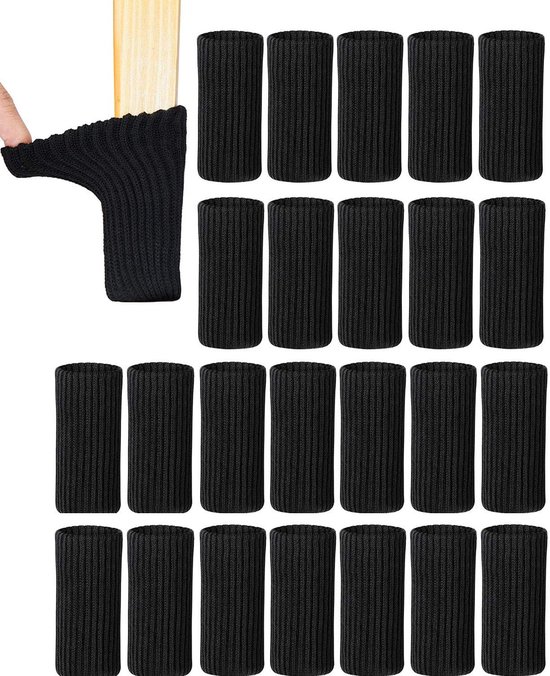KZQ 24 Stuks - Stoelpoot Doppen - Viltjes Stoelpoten - Stoelsokken - Stoelpoot Beschermers - Ingebouwde Plakstrip - Poten Voor Meubels - Stoelpoot Sokken - Stoelbeschermer - Stoeldoppen Meubelviltjes - Vloerbeschermers Voor Stoelen - Zwart