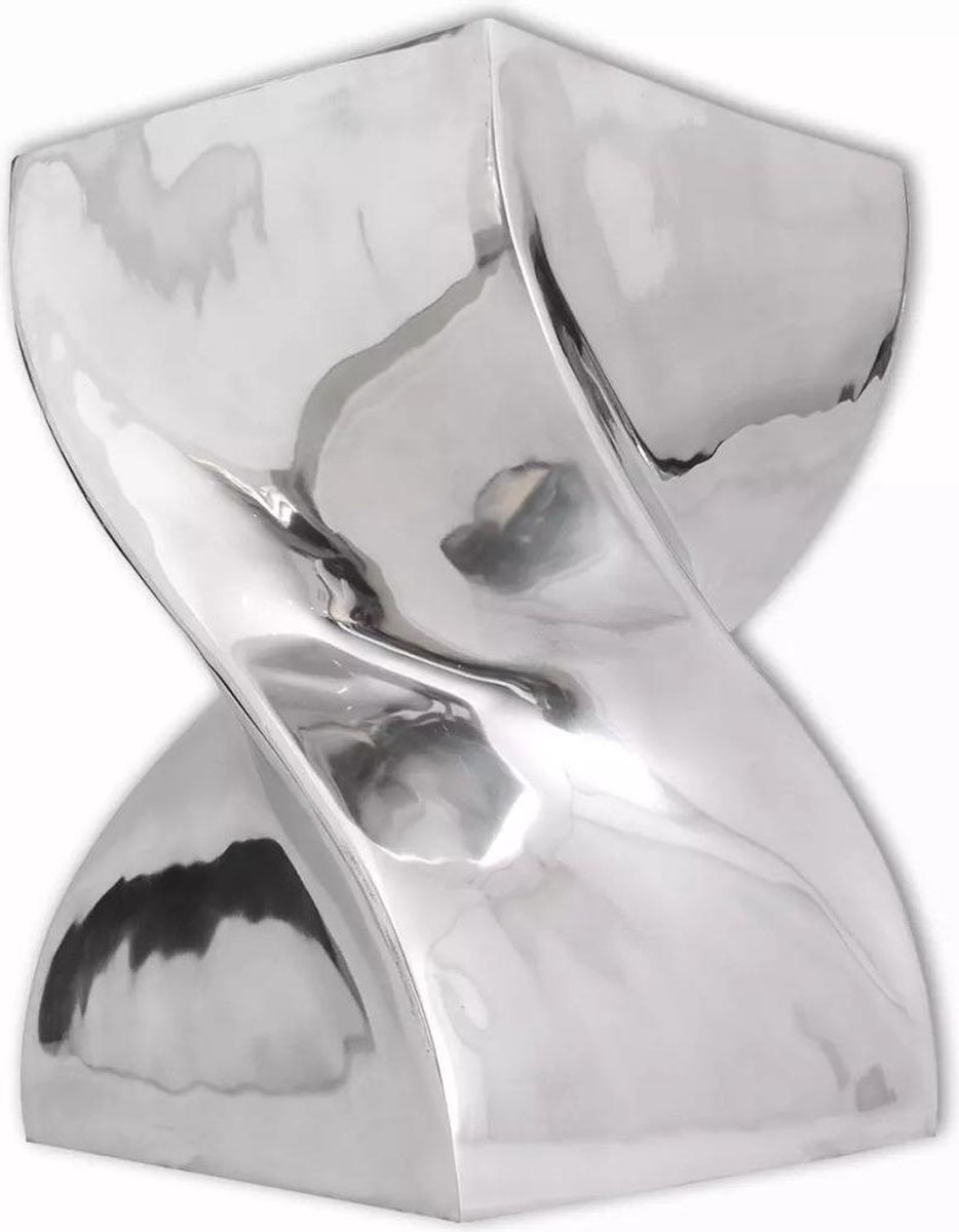 vidaXL Kruk/bijzettafel - in - gedraaide - vorm - zilver - aluminium