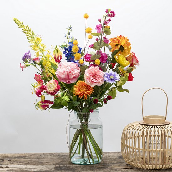 Zijden boeket - Zijden bloemen boeket - Boeket kleuren explosie - Groot Zijden boeket - L