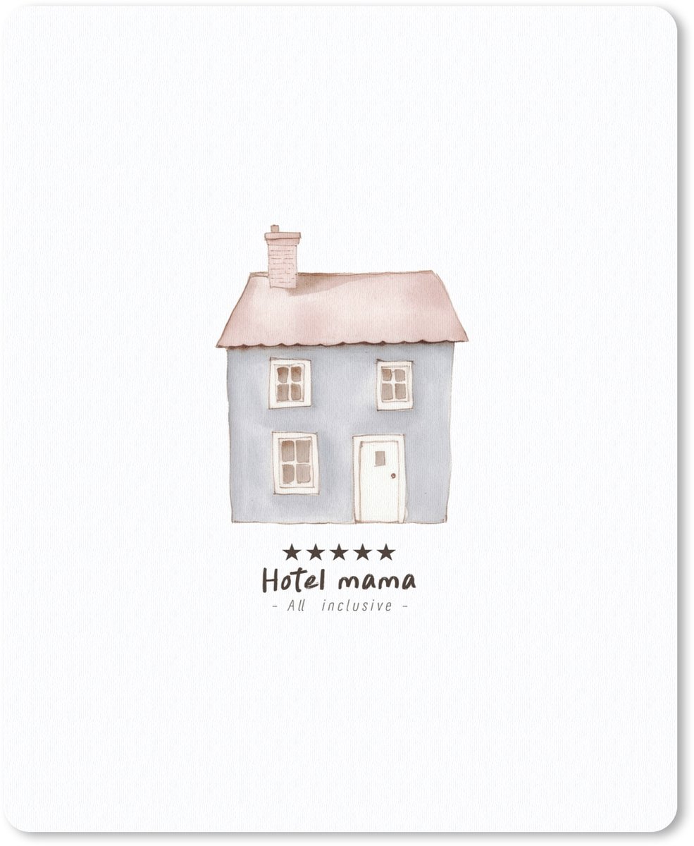 Muismat 19x23 cm - Mousepad Lichtblauw - Huisje - Mama - Tekst - Muismatten