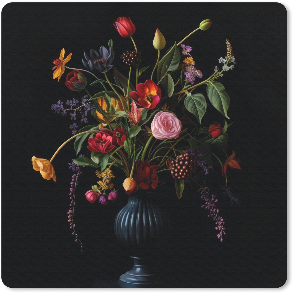 Muismat 30x30 cm - Mousepad Bloemen - Bessen - Klassiek - Muismatten