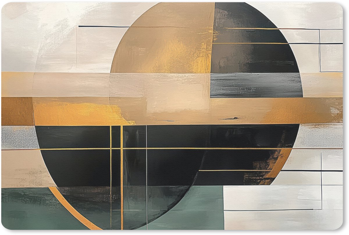 Muismat 27x18 cm - Mousepad Abstract - Goud - Brons - Groen - Vormen - Modern - Muismatten
