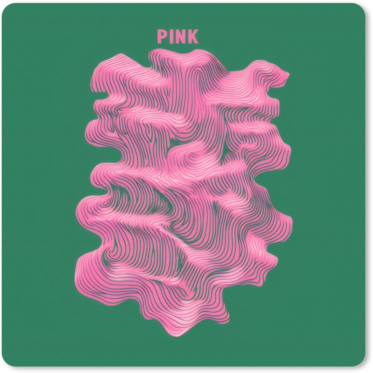 Muismat 30x30 cm - Mousepad Abstract - Pink - Lijnen - Groen - Muismatten