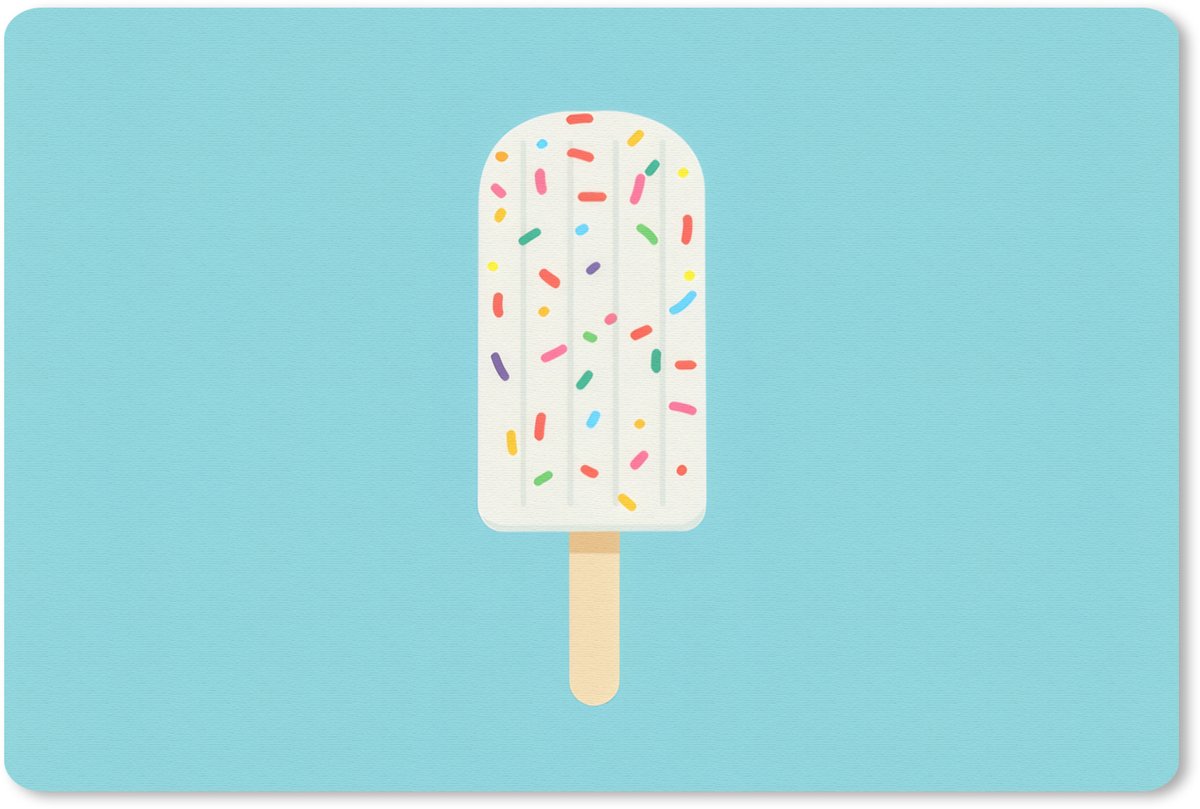 Muismat 27x18 cm - Mousepad Ijsje - Stokje - Sprinkles - Lichtblauw - Muismatten