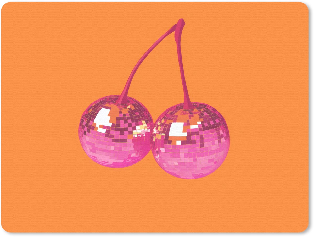 Muismat 23x19 cm - Mousepad Discoballen - Kers - Spiegels - Roze - Muismatten