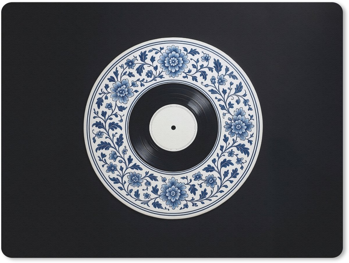 Muismat 23x19 cm - Mousepad Vinyl - LP - Delfts Blauw - Muziek - Muismatten