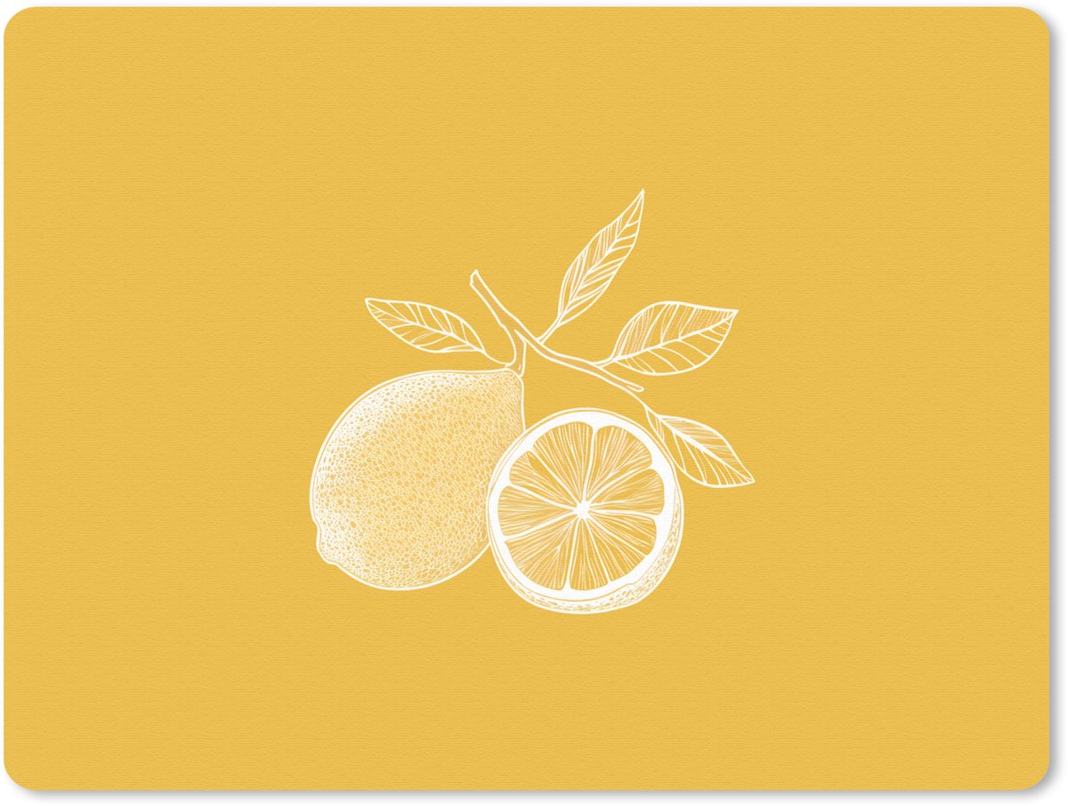 Muismat 23x19 cm - Mousepad Citroenen - Illustratie - Minimalistisch - Geel - Muismatten