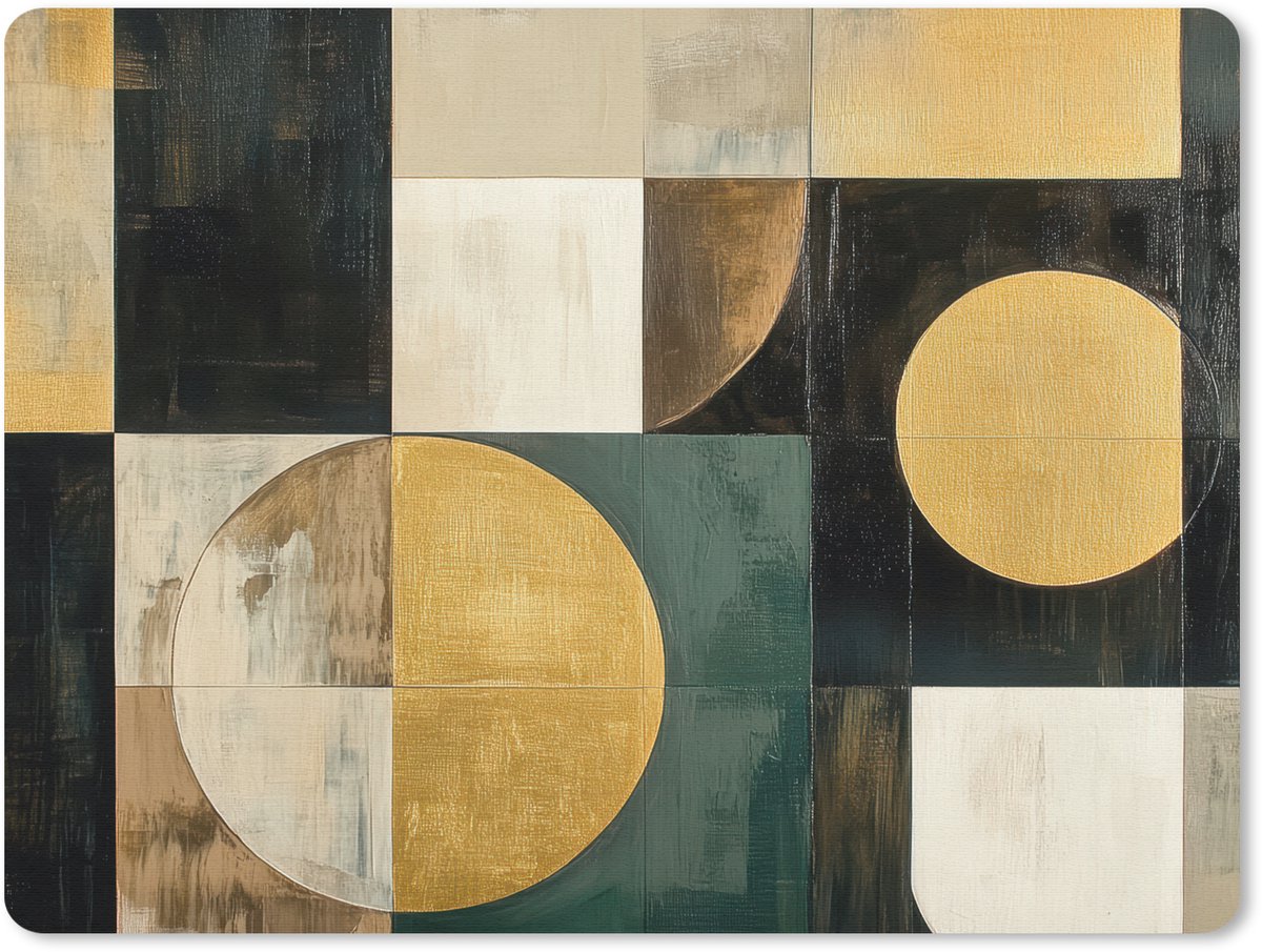 Muismat 23x19 cm - Mousepad Abstract - Goud - Brons - Vormen - Geometrisch - Muismatten