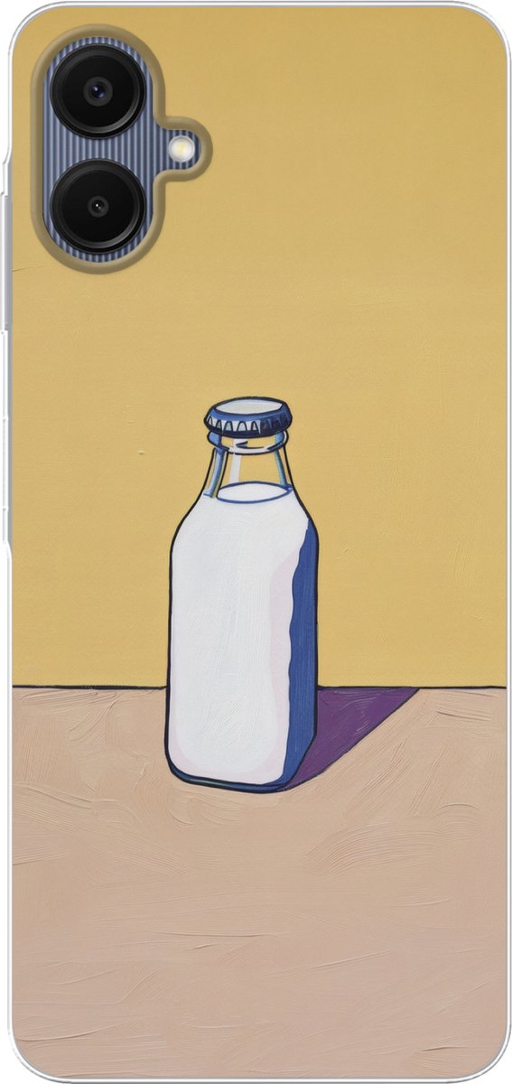 Telefoonhoesje Geschikt voor Samsung Galaxy A06 hoesje - Glazen - Fles - Illustratie - Melk - Siliconen Telefoonhoesje Telefoonhoesje
