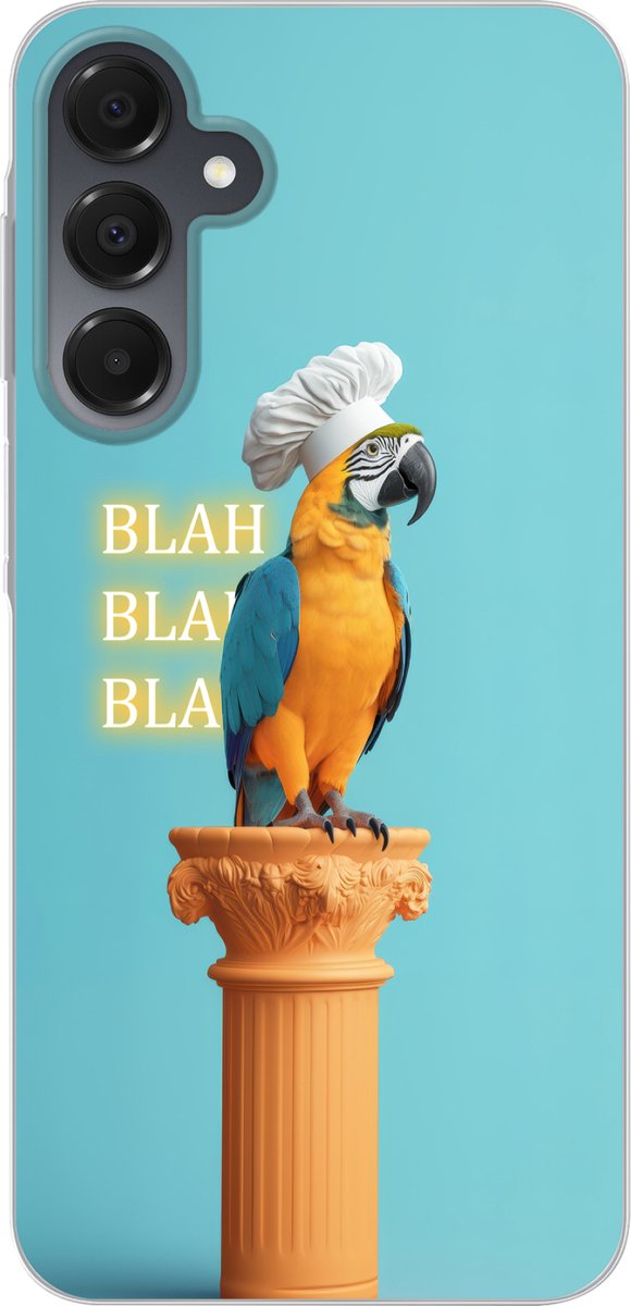 Telefoonhoesje Geschikt voor Samsung Galaxy A16 hoesje - Papegaai - Koksmuts - Quote - Neon - Siliconen Telefoonhoesje Telefoonhoesje