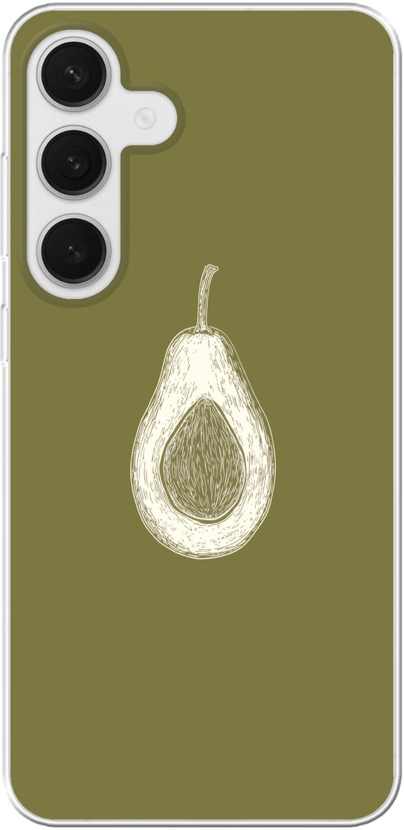 Telefoonhoesje Geschikt voor Samsung Galaxy S25 Plus hoesje - Avocado - Minimalistisch - Illustratie - Groen - Siliconen Telefoonhoesje Telefoonhoesje