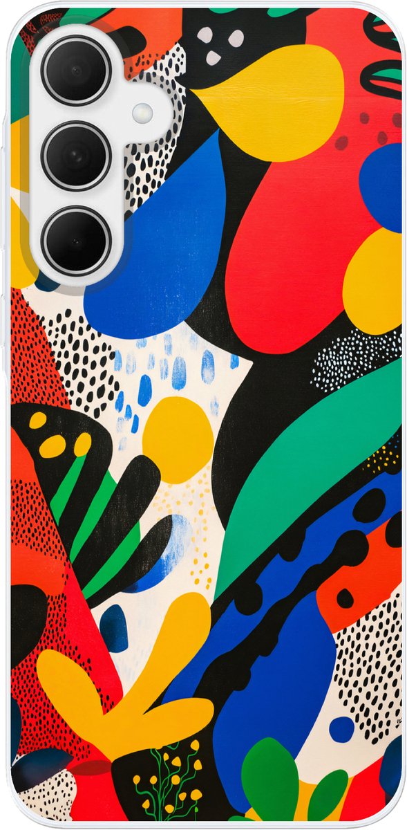 Telefoonhoesje Geschikt voor Samsung Galaxy A35 hoesje - Abstract - Planten - Vormen - Kleurrijk - Siliconen Telefoonhoesje Telefoonhoesje