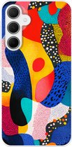 Telefoonhoesje Geschikt voor Samsung Galaxy A35 hoesje - Vormen - Abstract - Stippels - Blauw - Siliconen Telefoonhoesje Telefoonhoesje