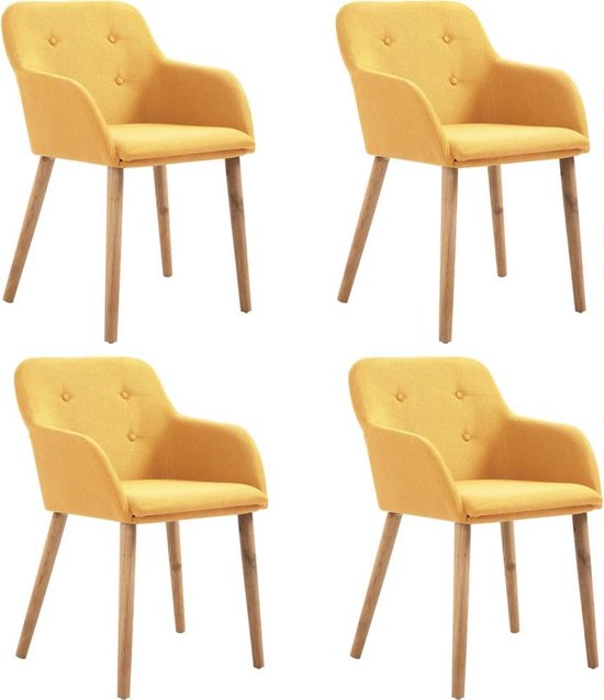| vidaXL Eetkamerstoelen 4 st stof en massief | vidaXL Eetkamerstoelen 4 st stof en massief