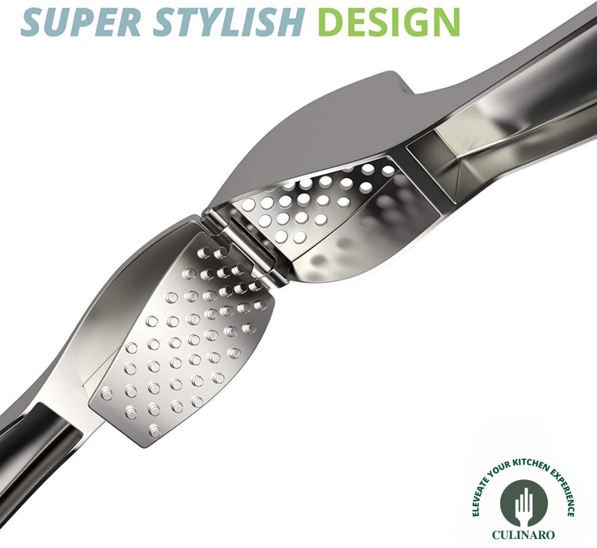 Culinaro® Premium Knoflookpers - Gemberpers - Makkelijk te Gebruiken & te Wassen - Vaatwasser bestendig - Zilver — afbeelding 7
