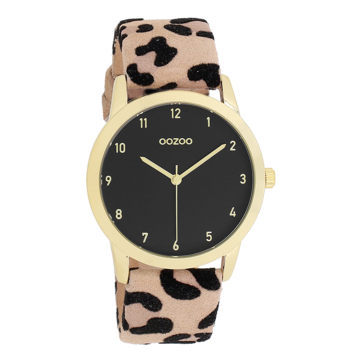 OOZOO Timepieces - Goudkleurige horloge met leren band - C11373