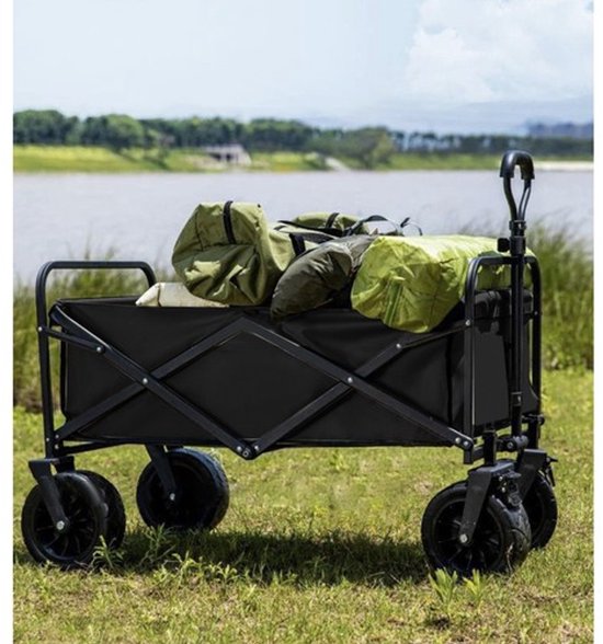 MOZY® - Bolderkar - Opvouwbaar - Brede Wielen - tot 100 kg - 58 x 60 x 84 cm - Zwart - met Rem - Verstelbare Hendel - Bolderwagen van MOZY — afbeelding 4