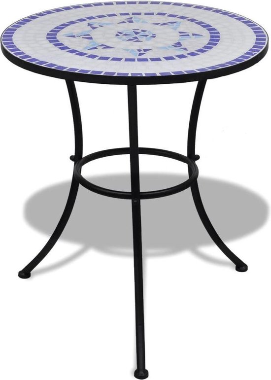 vidaXL Table Bistro 60 cm Mosaïque Bleu et Blanc