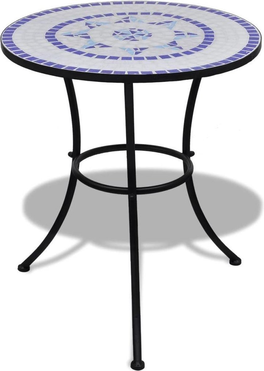 Bol.com vidaXL - Bistrotafel - 60 - cm - mozaïek - blauw - en - wit aanbieding