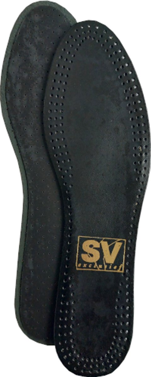 SV Exclusief Lederzool Zwart - Leren Inlegzool - Latex Schuim - Vochtopnemend en Schokdempend - Maat 35/36