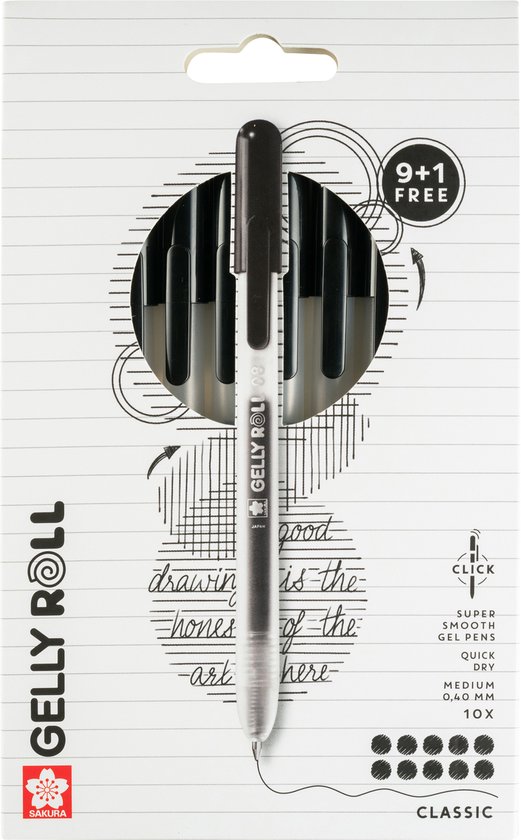 Sakura Gelly Roll Retractable Classic Set 10 (Zwart)