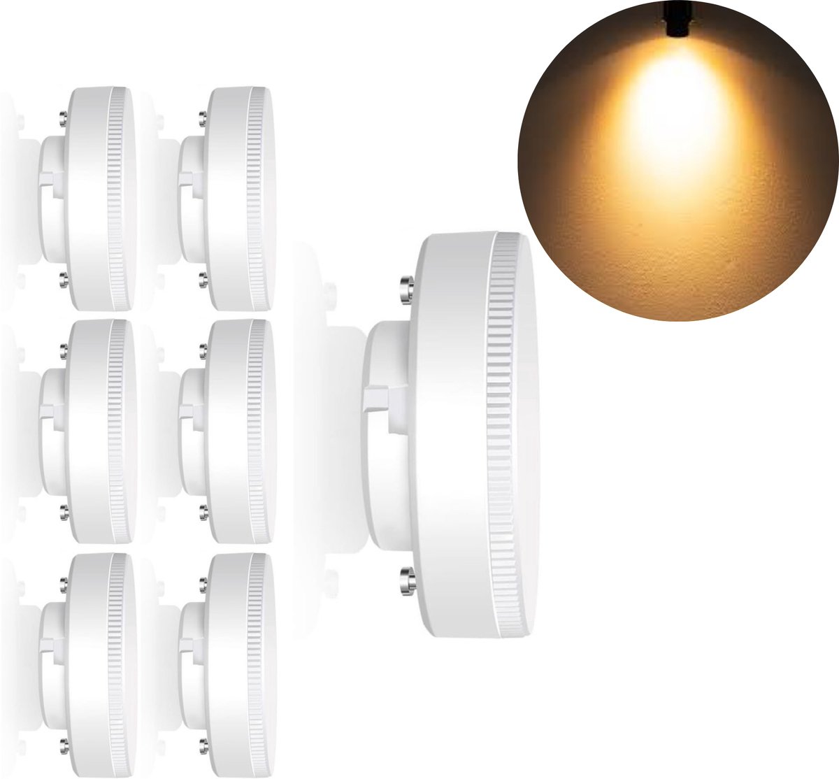 Prinos LED Lampen met GX53 fitting - Warm wit licht - 7W vervangt 60W - 6PACK