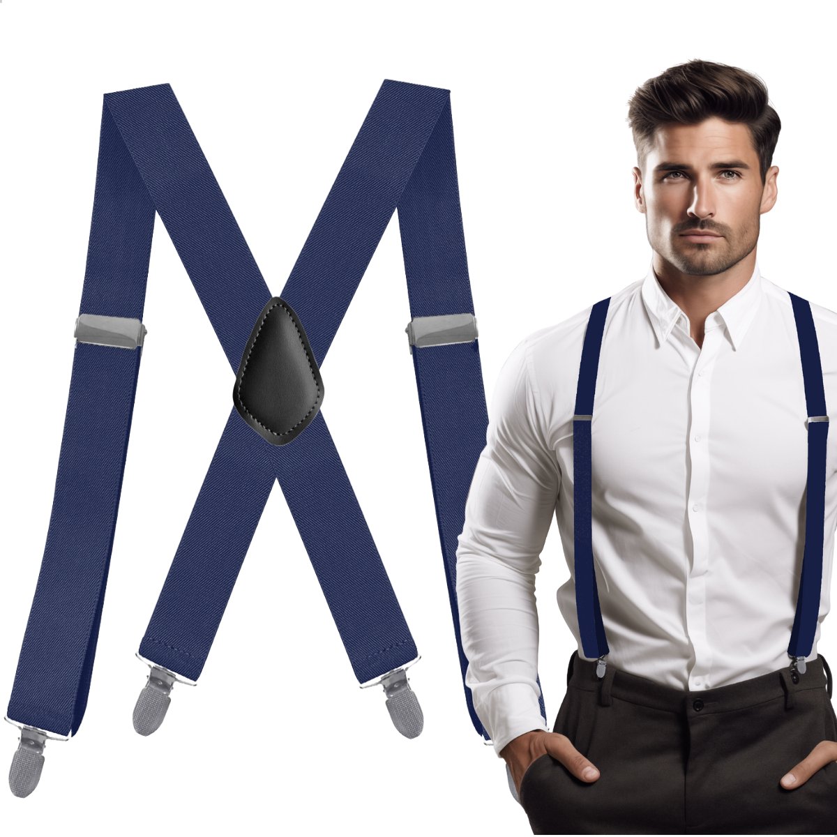 JK Home Heren 25 mm brede bretels voor heren, zwaar, verstelbare en elastische Y-back bretels voor casual & formele broek