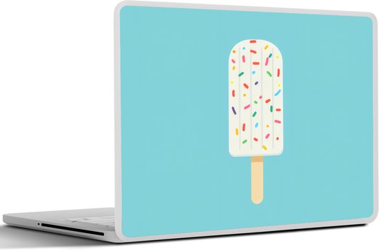 Laptop sticker - 17.3 inch - Ijsje - Stokje - Sprinkles - Lichtblauw ...