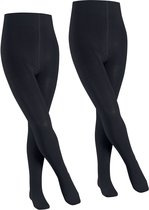 FALKE Family 2-Pack dun eenkleurig katoen multipack panty kinderen blauw - maat 170-176