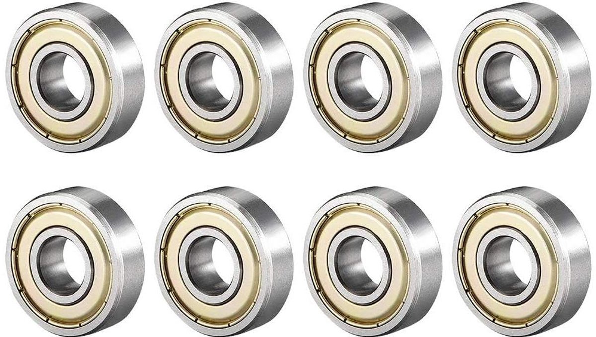 Set van 8 Metalen 608ZZ Kogellagers voor Wielen Skateboards Longboards Golfplaten - Hoogwaardige Micro Groefkogellagers
