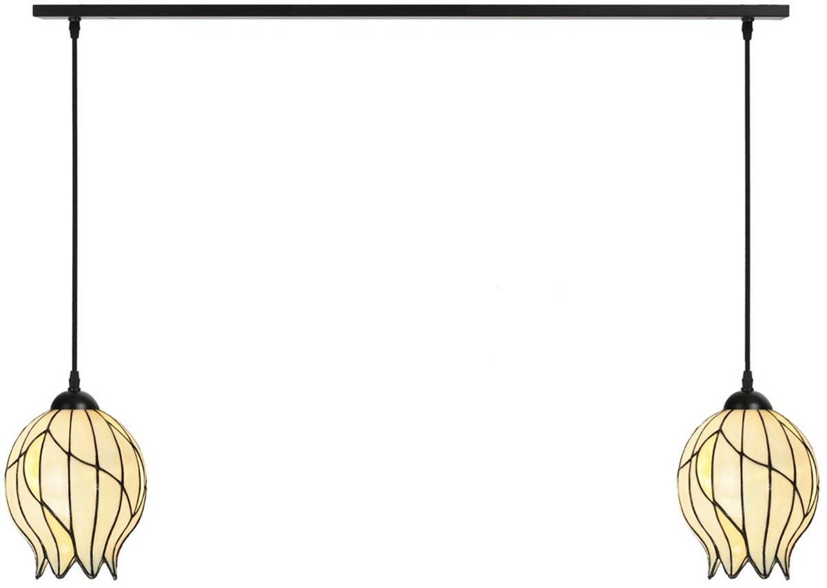 2 x Tiffany Nature Open lampen aan plafondbalk - Art Deco Trade