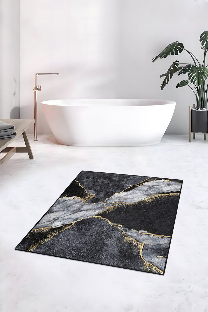 De Groen Home Badmat 80x120 - NATURA COLLECTIE Marmer patroon - Zachte wc mat - Toiletmat - Douchemat