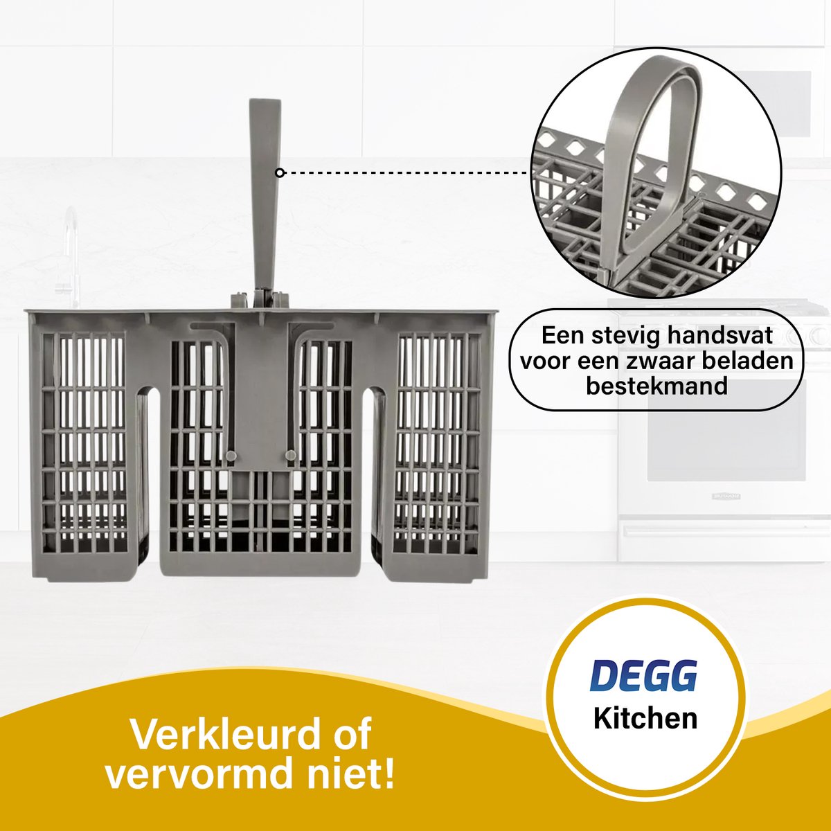 DEGG® - Universele Bestekmand voor Vaatwasser - Met Handvat - Grijs — afbeelding 3